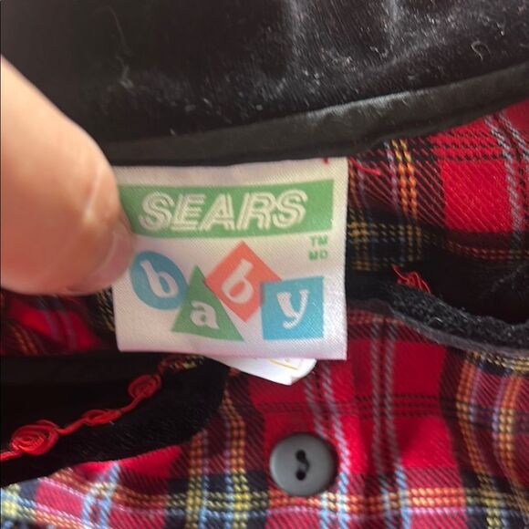 Vintage Sears Red Plaid Baby Dress with Hat perfect for Christmas - Picture 2 of 2